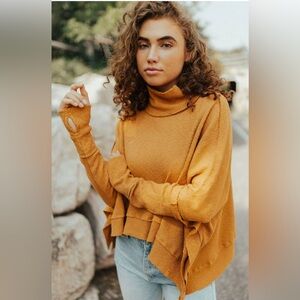 Free people We The Free sunbaby mock neck ribbed top size XS orange EUC